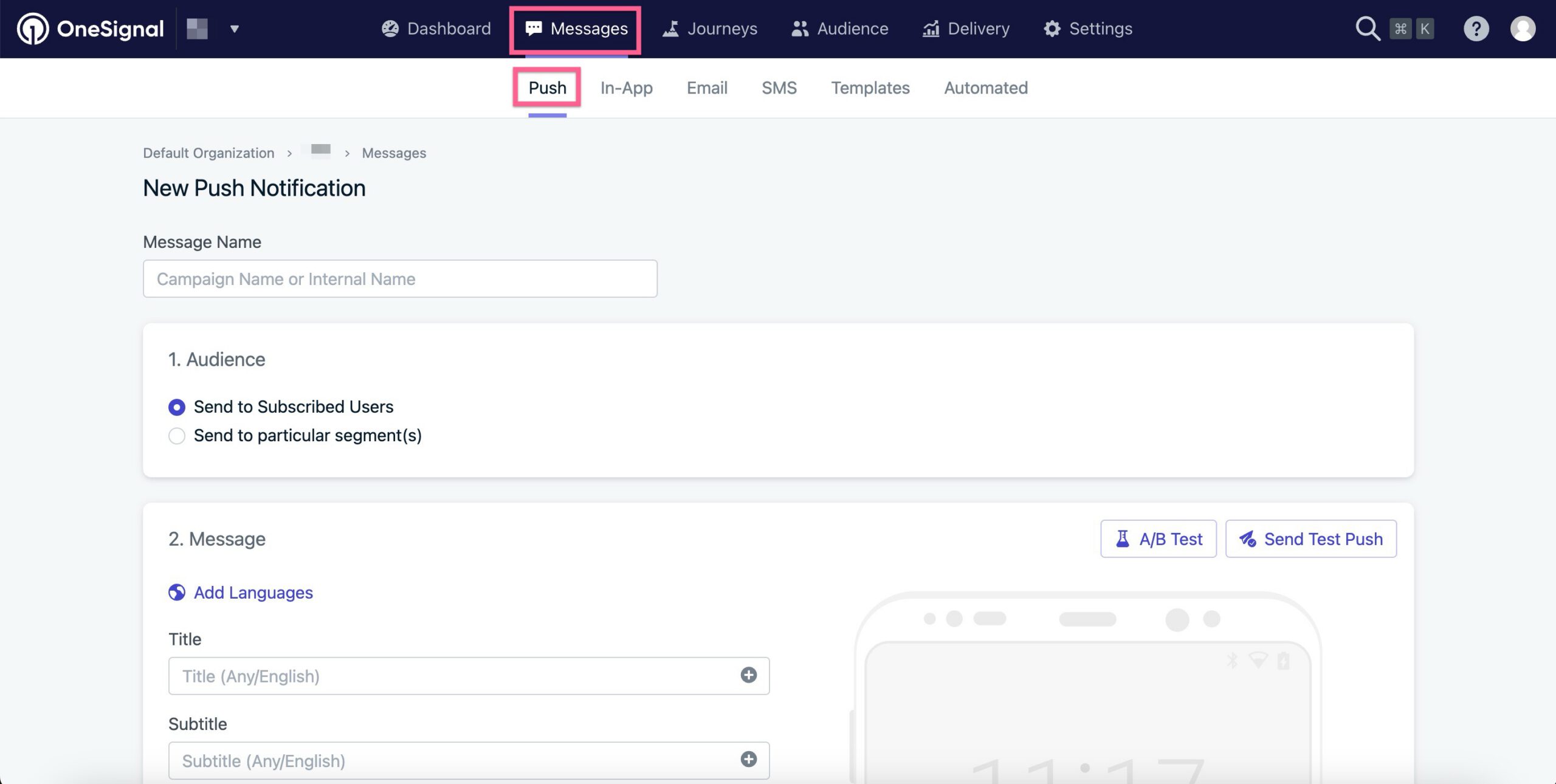 Send notifications from OneSignal | vendrux Docs