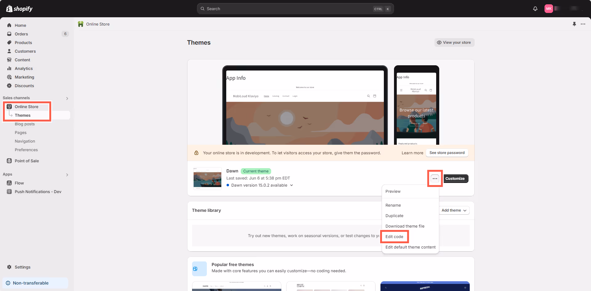 Set Shopify user ID in push notification platform
